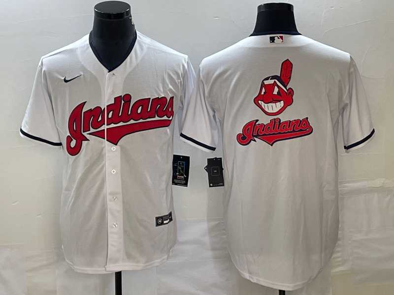 Mens Cleveland Guardians White Team Big Logo Cool Base Stitched Jersey->cleveland indians->MLB Jersey